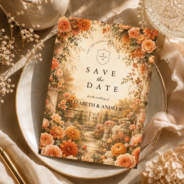 Save The Date Mariage Élégant de Jardin d'Automne (Créateur téléchargé)