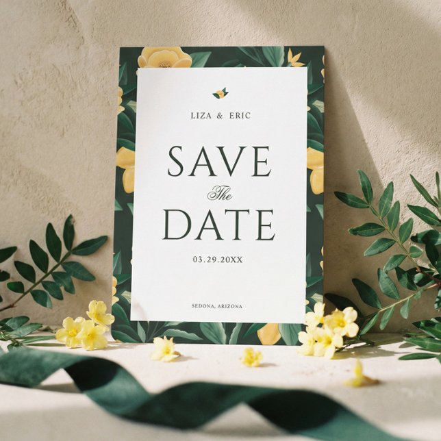 Save The Date Mariage élégant de l'arbre floral de la fleur de c (Lemon Blossom Floral Tree Elegant Wedding Save The Date)