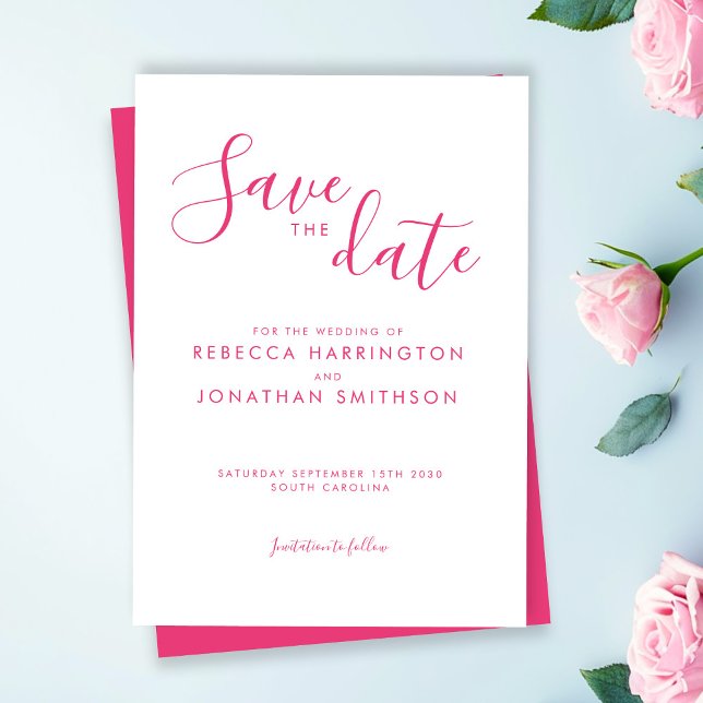 Save The Date Mariage Élégant De Pink Minimal Enregistrer La Dat (Créateur téléchargé)