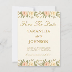 Save The Date Mariage élégant de salle de bal en ivoire vintage