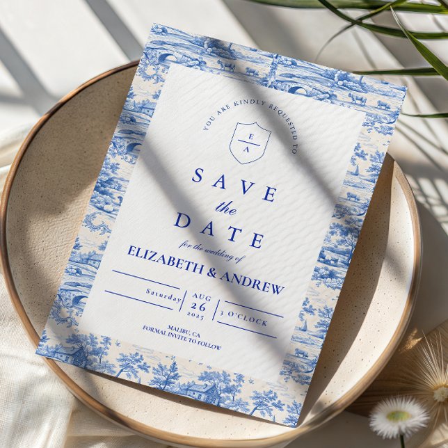 Save The Date Mariage élégant de style Delft Blue Chinoiserie (Créateur téléchargé)