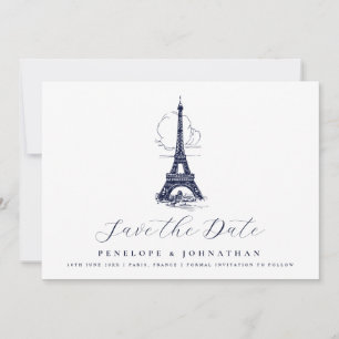 Save The Date Mariage Élégant Destination Tour Eiffel Française