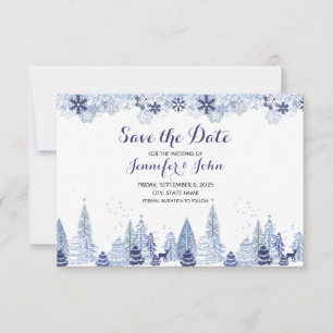Save The Date Mariage élégant d'hiver de flocons de neige