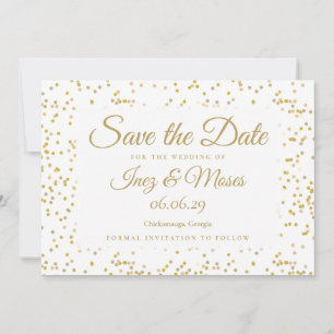 Save The Date Mariage élégant écriture chic poussière d'or Confe