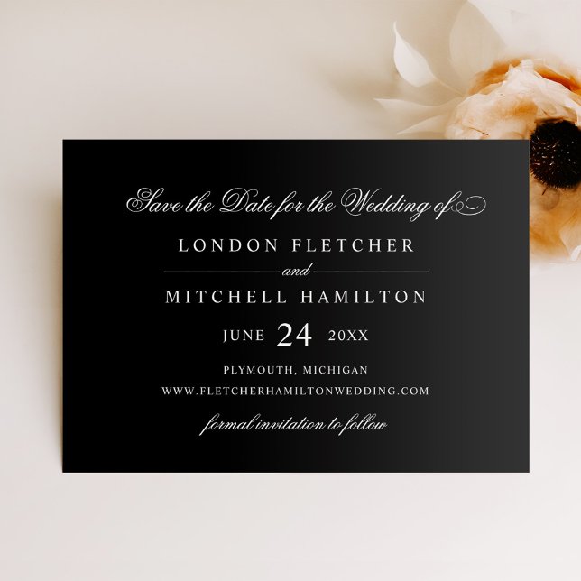 Save The Date Mariage élégant écriture noire (Créateur téléchargé)
