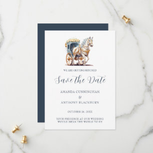 Save The Date Mariage élégant en calèche tirée par des chevaux