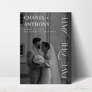Save The Date Mariage élégant en noir et blanc