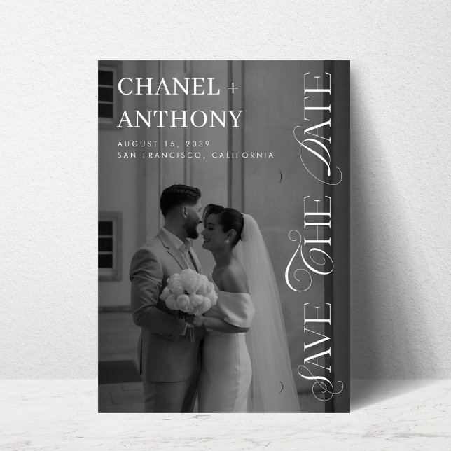 Save The Date Mariage élégant en noir et blanc (Créateur téléchargé)