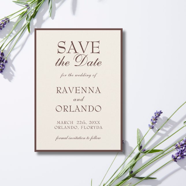 Save The Date Mariage élégant et glamour à l'ancienne avec crème (Créateur téléchargé)