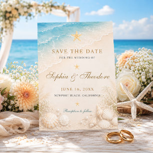 Save The Date Mariage élégant étoile de mer océan bleu