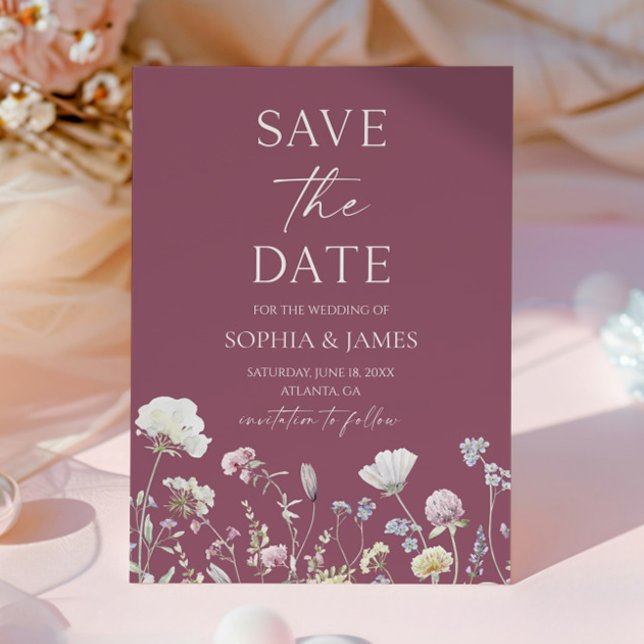 Save The Date Mariage Élégant Fleur de Fleur Sauvage Fleurs (Créateur téléchargé)