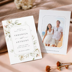 Save The Date Mariage Élégant Fleur de Sauge Blanche Photo