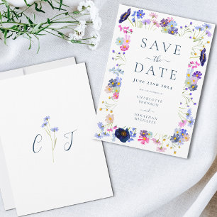 Save The Date Mariage élégant Fleur sauvage coloré