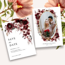 Mariage Élégant Fleurs Rouge Bourgogne Rose