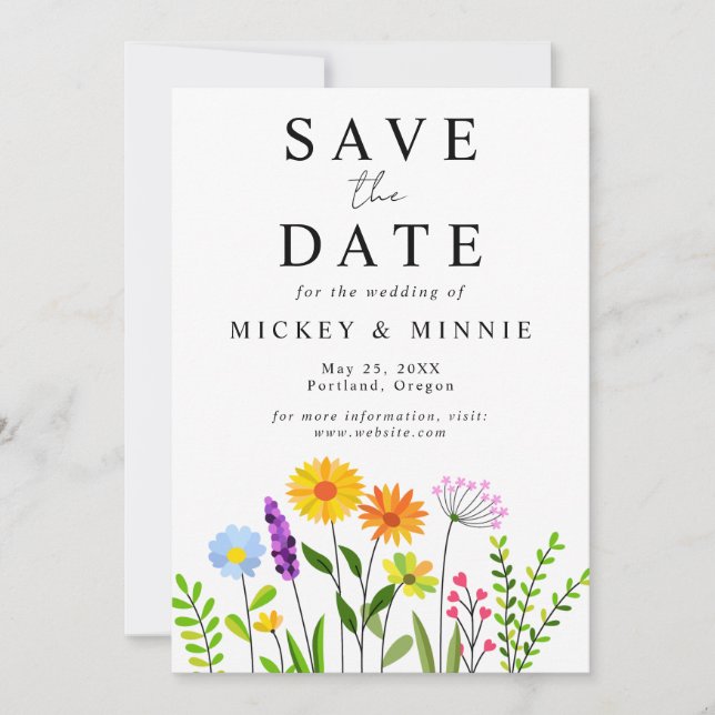 Save The Date Mariage Élégant Floral de Printemps  (Devant)