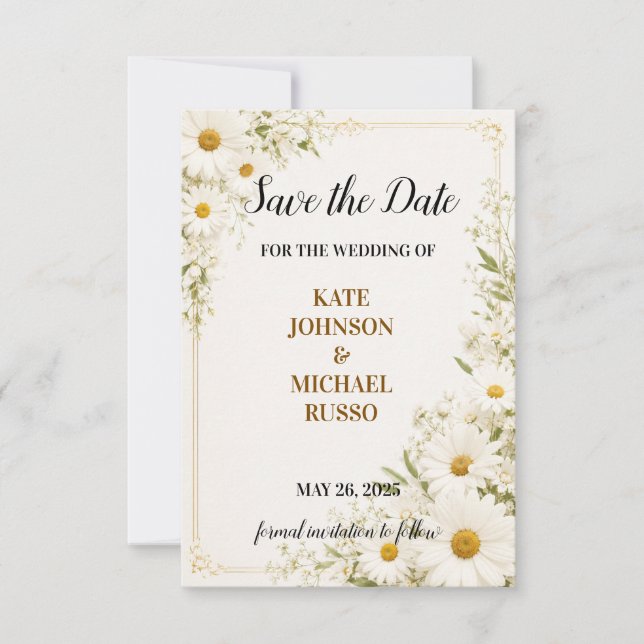 Save The Date Mariage Élégant Floral Rétro Rustique Moderne (Devant)