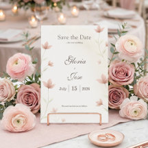 Mariage Élégant Floral Rose Pâle Minimaliste
