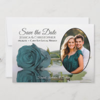 Mariage Élégant Foncé Aqua Sarcelle Rose Ovale Pho