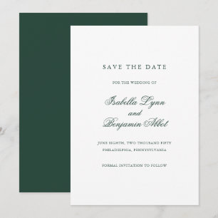 Save The Date Mariage Élégant Formel Vert Forestier Traditionnel