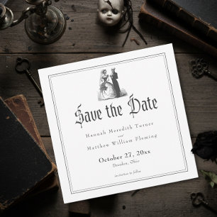 Save The Date Mariage élégant gothique vintage toile noire