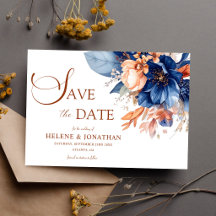 Mariage Élégant Jardin Floral Terracotta Bleu Nuit