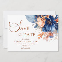 Mariage Élégant Jardin Floral Terracotta Bleu Nuit