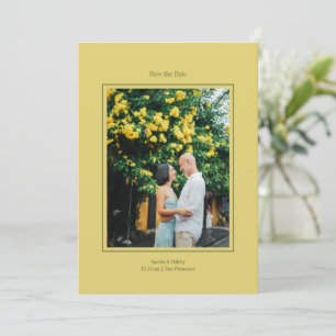 Save The Date Mariage Élégant Jaune Minimaliste Photo Personnali