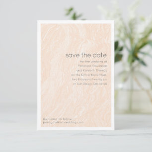 Save The Date Mariage élégant minimaliste en marbre neutre Pêche