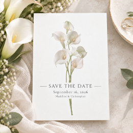 Save The Date Mariage Élégant Minimaliste Lys Calla Blanc