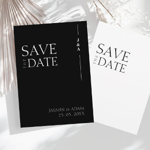 Save The Date Mariage Élégant Minimaliste Monogramme Noir Blanc