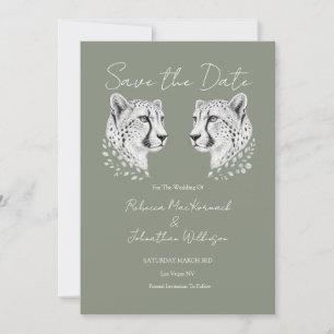 Save The Date Mariage élégant moderne au design guépard blanc sa
