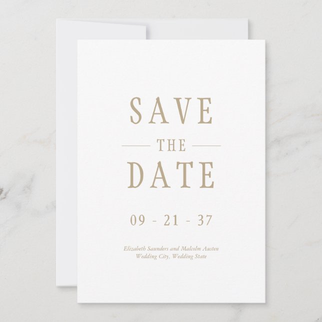 Save The Date Mariage Élégant Moderne Blanc (Devant)