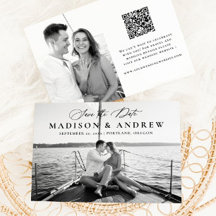 Save The Date Mariage élégant moderne Calligraphie 2 Photo QR Co