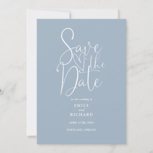 Save The Date Mariage élégant moderne code QR bleu poussiéreux