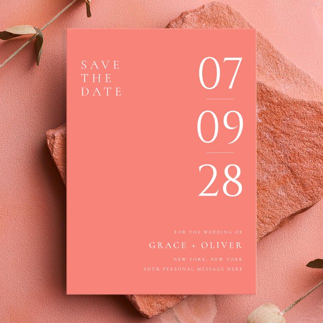 Save The Date Mariage élégant moderne corail rose (Créateur téléchargé)