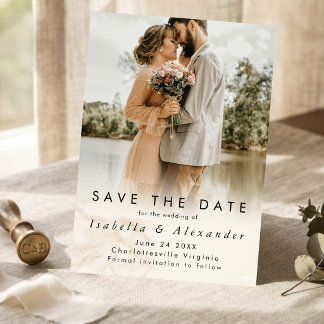 Save The Date Mariage Élégant Moderne Romantique Photo Complète