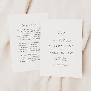 Save The Date Mariage élégant monogramme noir et blanc