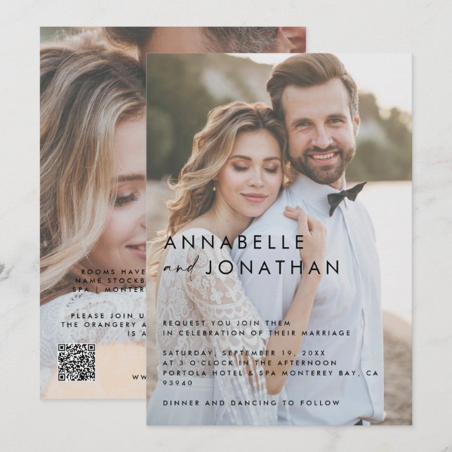 Save The Date Mariage élégant multi-photo moderne (Devant / Derrière)