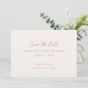 Save The Date Mariage Élégant Neutre et Terrien Traditionnel
