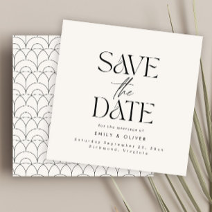 Save The Date Mariage élégant noir crème de typographie moderne 