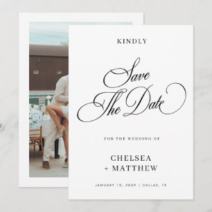Save The Date Mariage élégant noir et blanc
