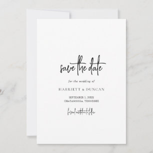 Save The Date Mariage Élégant Noir et Blanc Intemporel