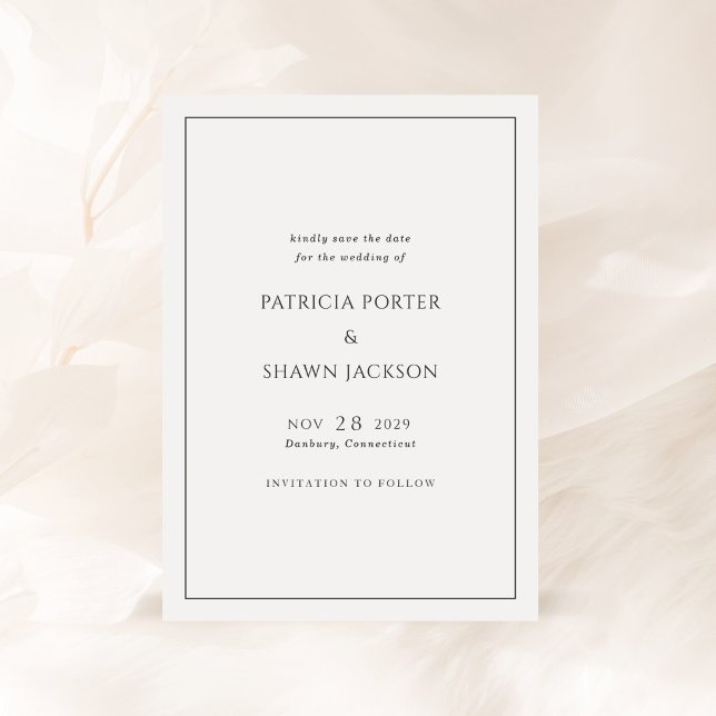 Save The Date Mariage Élégant Noir et Blanc Simple (Créateur téléchargé)