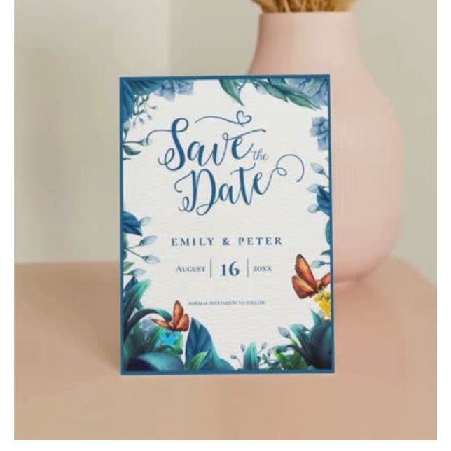 Save The Date Mariage élégant papillon botanique bleu vert (Elegant Blue Green Botanical Butterfly Wedding Save The Date)