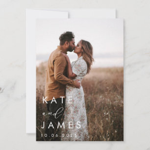 Save The Date Mariage Élégant Photo Blanc Moderne