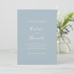 Save The Date Mariage élégant photo bleu classique