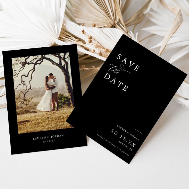 Save The Date Mariage Élégant Photo Noir & Blanc (Créateur téléchargé)