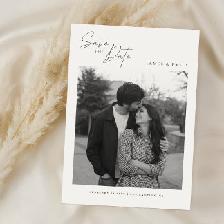 Save The Date Mariage Élégant Photo Noir et Blanc