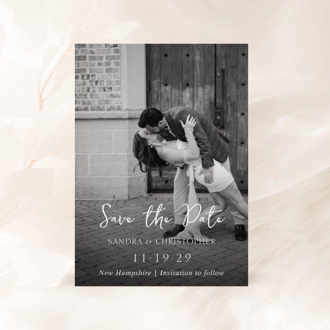 Save The Date Mariage Élégant Photo Simple Moderne (Créateur téléchargé)