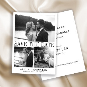 Save The Date Mariage élégant rétro vintage de collage de photos